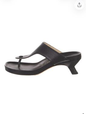 Loewe Black Leather Thong Kitten Heel Sandals